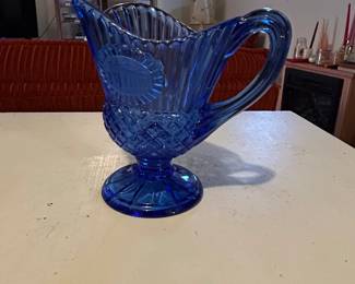 Cobalt Blue Glass Mount Vernon Pitcher by Avon Fostoria second image