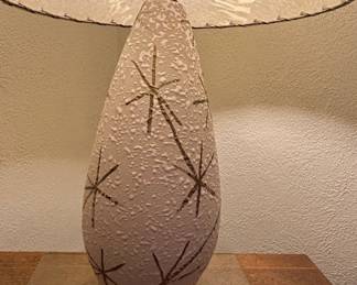 MidCentury Starburst Ceramic Table Lamp with Fiberglass Shade second image