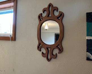 Mid century farmhouse style wood wall mirror