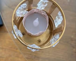 Brass Lotus Crystal Diya Candle Holder third image