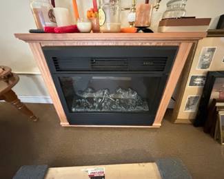 Heat Surge Electric Fireplace with Oak Veneer Surround