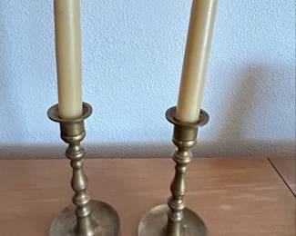 Brass Candlesticks with Taper Candles
