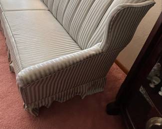 Vintage Striped Channel Tufted Sofa with Skirted Base third image