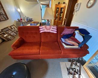 Vintage Orange Corduroy Sofa fifth image