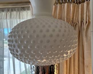 Tension Pole Lamp with Hobnail Milk Glass Shades second image