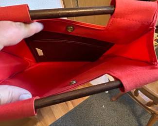 Red Out to Lunch Canvas Tote Bag with Wooden Handles second image