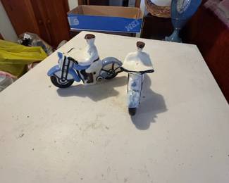 Ceramic Motorcycle Figurines with Riders