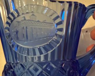 Cobalt Blue Glass Mount Vernon Pitcher by Avon Fostoria third image