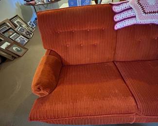 Vintage Orange Corduroy Sofa