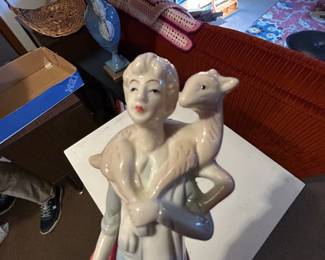 Porcelain Figurine of a Shepherd Boy with a Lamb  Metzler  Ortloff Style second image