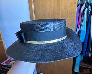 Vintage Straw Boater Hat with Ribbon and Emblem second image
