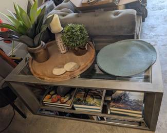 Metal and glass coffee table 43" x 21" x 19"