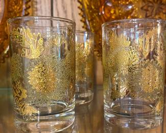 Chrysanthemum Barware Glasses with 22K gold