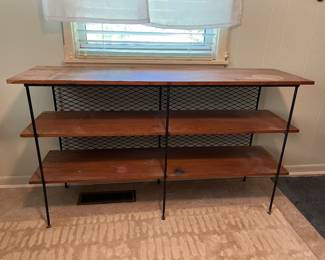 Mid Century Wood and Metal Shelf
