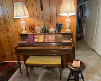 Piano and Bench, Vintage hymnals, songbooks  and music  Adjustable Piano Stool
