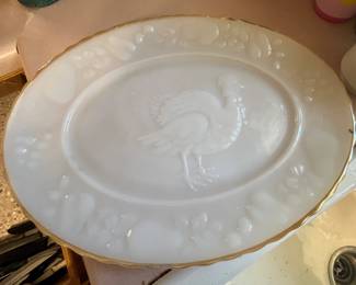 Anchor Hocking Milk Glass Turkey Platter