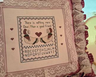 Vintage cross-stitch accent pillows 