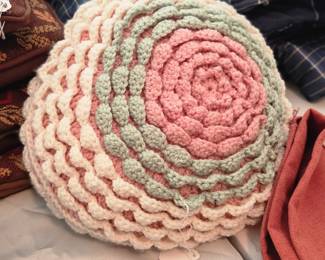 3D textured crochet pillow