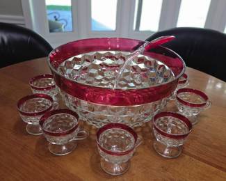 Ruby Red diamond punch bowl