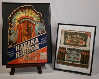 WOW! Antique Bank Note and Havana Ribbon framed cardboard retail advertising displays