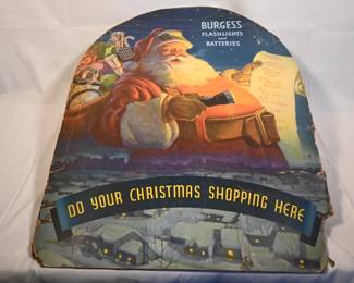 Vtg Burgess Flashlight Store Display; Cardstock