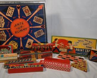 Vtg games, dominoes, checkers
