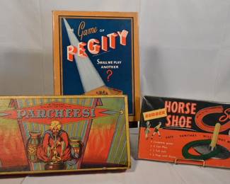 Vintage Parcheesi, Pegity, Horse Shoe Games