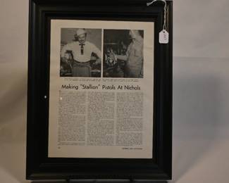 Framed Nichols cap gun newsprint article
