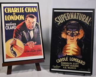 Framed vintage Charlie Chan and Carole Lombard - Supernatural posters