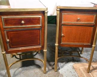 GORGEOUS! Pair of campaign-style smoking nightstands