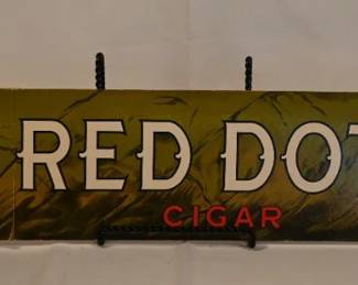 Vintage Red Dot cardboard store advertising sign