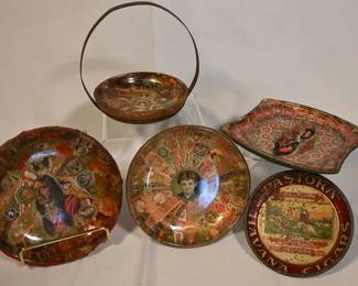 SO COOL. Antique and vintage folk art cigar band ashtrays and tip trays!