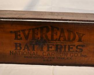 Vtg Eveready flashlight batteries wooden store display box