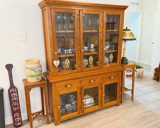 china hutch with stained glass doors