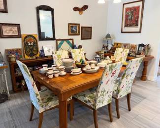 botanical chairs and dining table