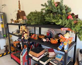 garage with holiday decor