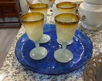 vintage blown glass stemware