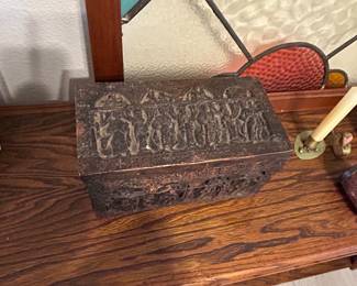 antique carved wood box