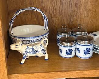 blue and white china and dinnerware