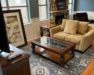 Loveseat $50, Rug $20, coffee table $20