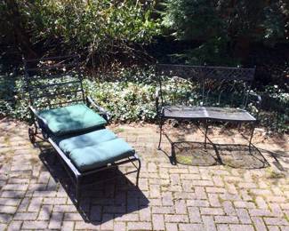 Metal Frame Chaise & Taj Mahal by Salterni 2 seat Bench 1950 1960s