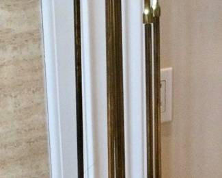 Vintage fireplace utensils with etched peacock