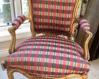 Gold Gilt Louis XV style French Country Arm Chair