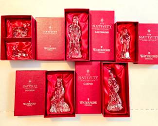 Waterford Crystal Nativity Ornaments In Boxes