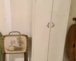 Vintage Tray Tables & Metal Utility Cabinet
