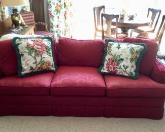 (2) Available Baker Furniture 84" Long Skirted Couches Down Filled Cushions
