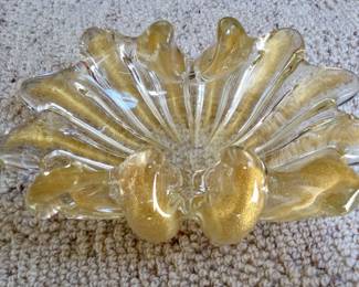 1950's Murano Splash Glass Bowl w/ intermitent gold