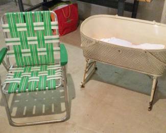 Vintage Web Lawn Chair. Bassinet (great for baby shower display)
