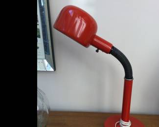 Red Metal Gooseneck Desk Lamp