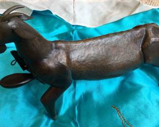 Hammered Metal Goat( w/pull out enamel lidded canisters) See next photo